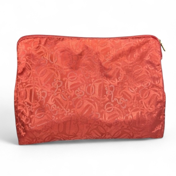 Christian Dior Large Toiletry Cosmetic Bag Satin Jacquard Monogram Coral 11x9x3 - Picture 1 of 17